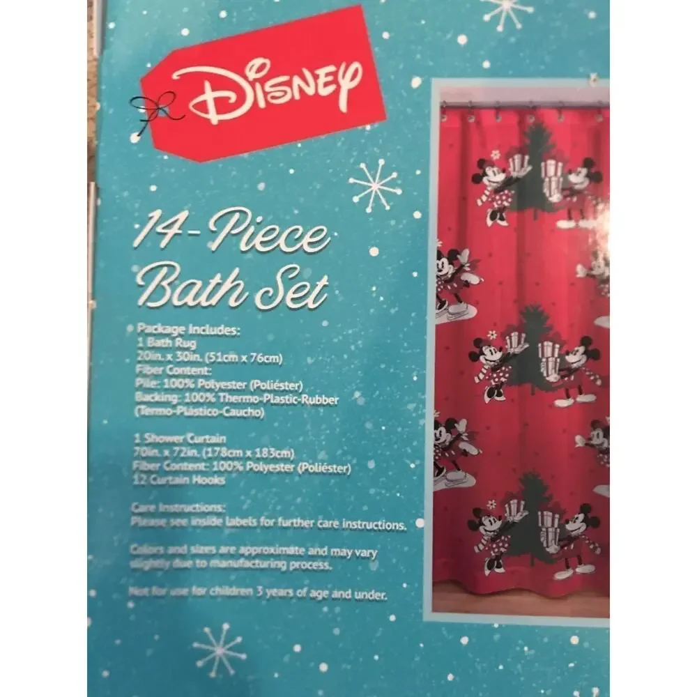Disney❤️Christmas 14 Pieces Curtain & Bath Rug Set